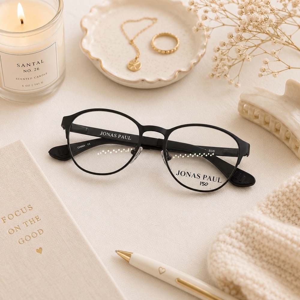 Jonas Paul Solomon Sophie Matte Black Eyeglasses Frames Oval Full Rim Glasses